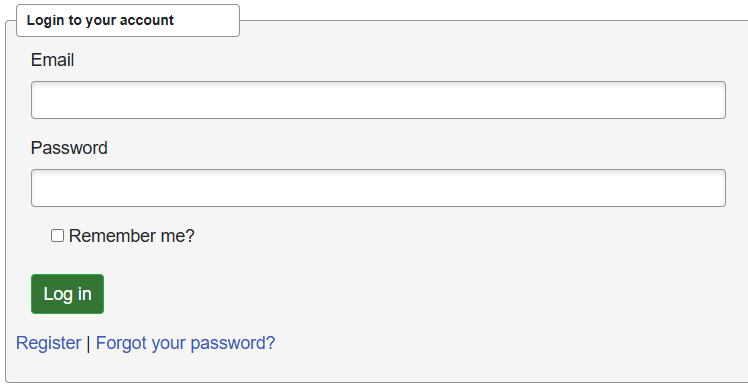 Log in dialog box